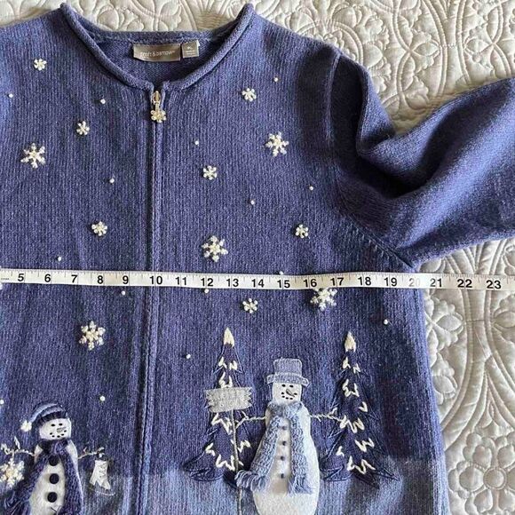 CROFF & BARROW Women's Vintage Purple Christmas Sweater with Buttons size PL - Picture 8 of 10